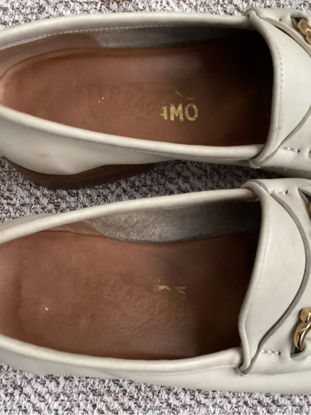 Salvatore Ferragamo Leather Cream Loafers, Size 6.5 - Picture 8 of 12
